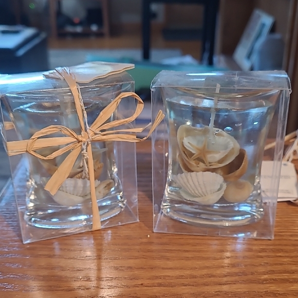Kate Aspen Other - Seashell Gel Candle W/Natural Accents, Set Of 2. NWT
